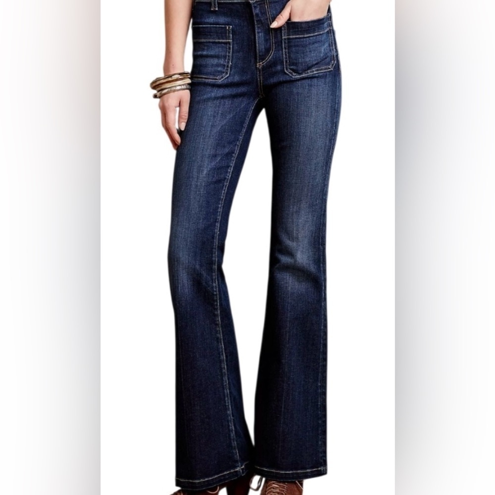 Pilcro Letterpress by Anthropology Superscript Flare Jeans Size 26